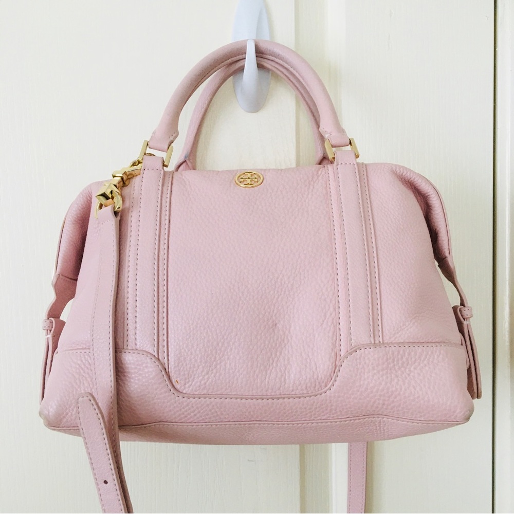 Tory Burch Landon Blush Pink Pebble Leather Satchel/Crossbody Bag - Picture 2 of 14
